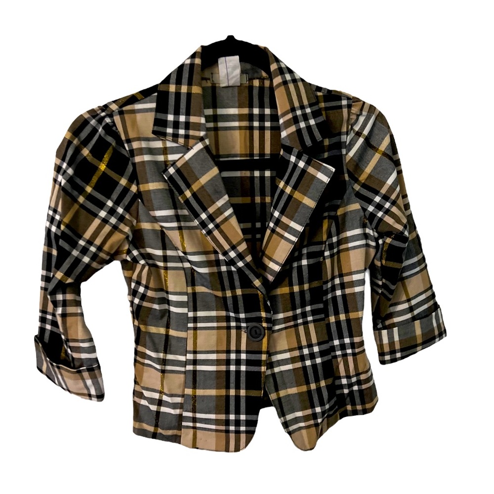 NWOT 2 PC Woman's Plaid Blazer Jacket Pantsuit Outfit YS Size S - Picture 3 of 10